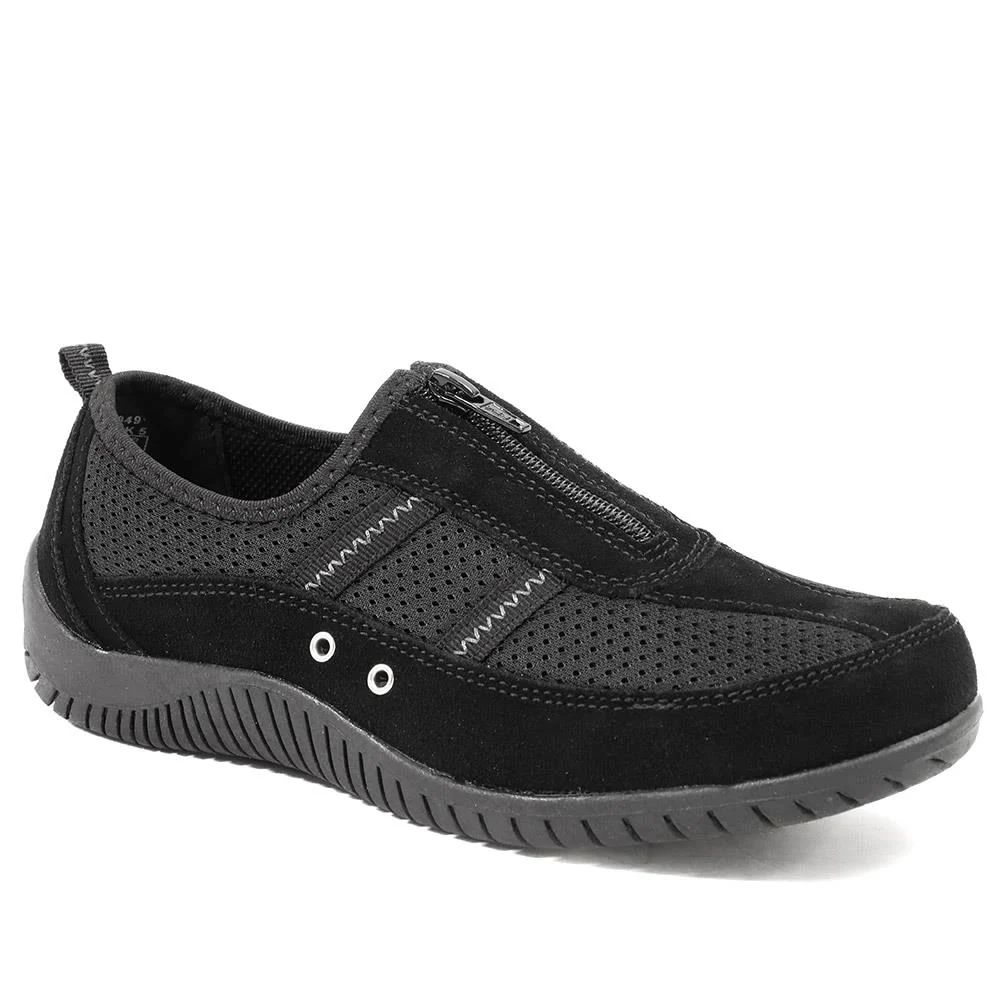 Memory Foam Leather Slip On Trainers - BRK43049 / 329 380 - Image 2