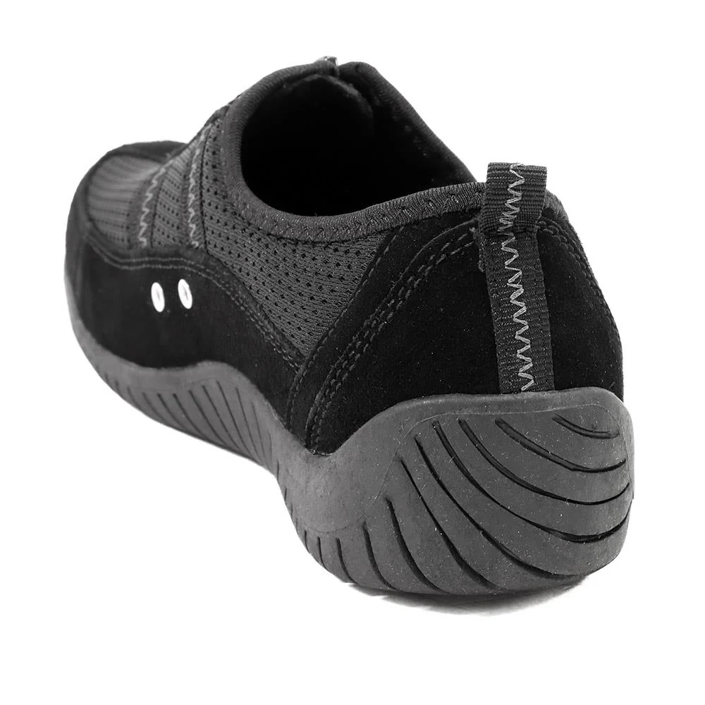 Memory Foam Leather Slip On Trainers - BRK43049 / 329 380 - Black - Image 4
