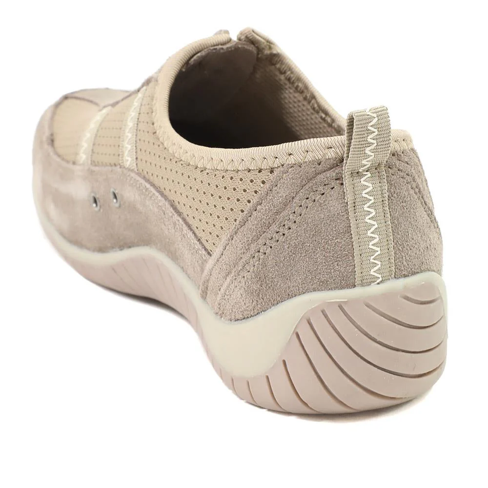 Memory Foam Leather Slip On Trainers - BRK43049 / 329 380 - Taupe - Image 4