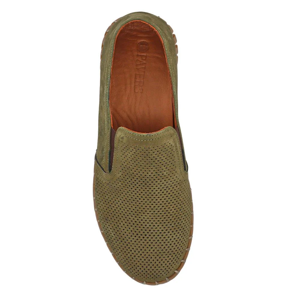Men's Casual Leather Slip-On Shoes - OZIL41000 / 326 847 - Khaki - Image 4
