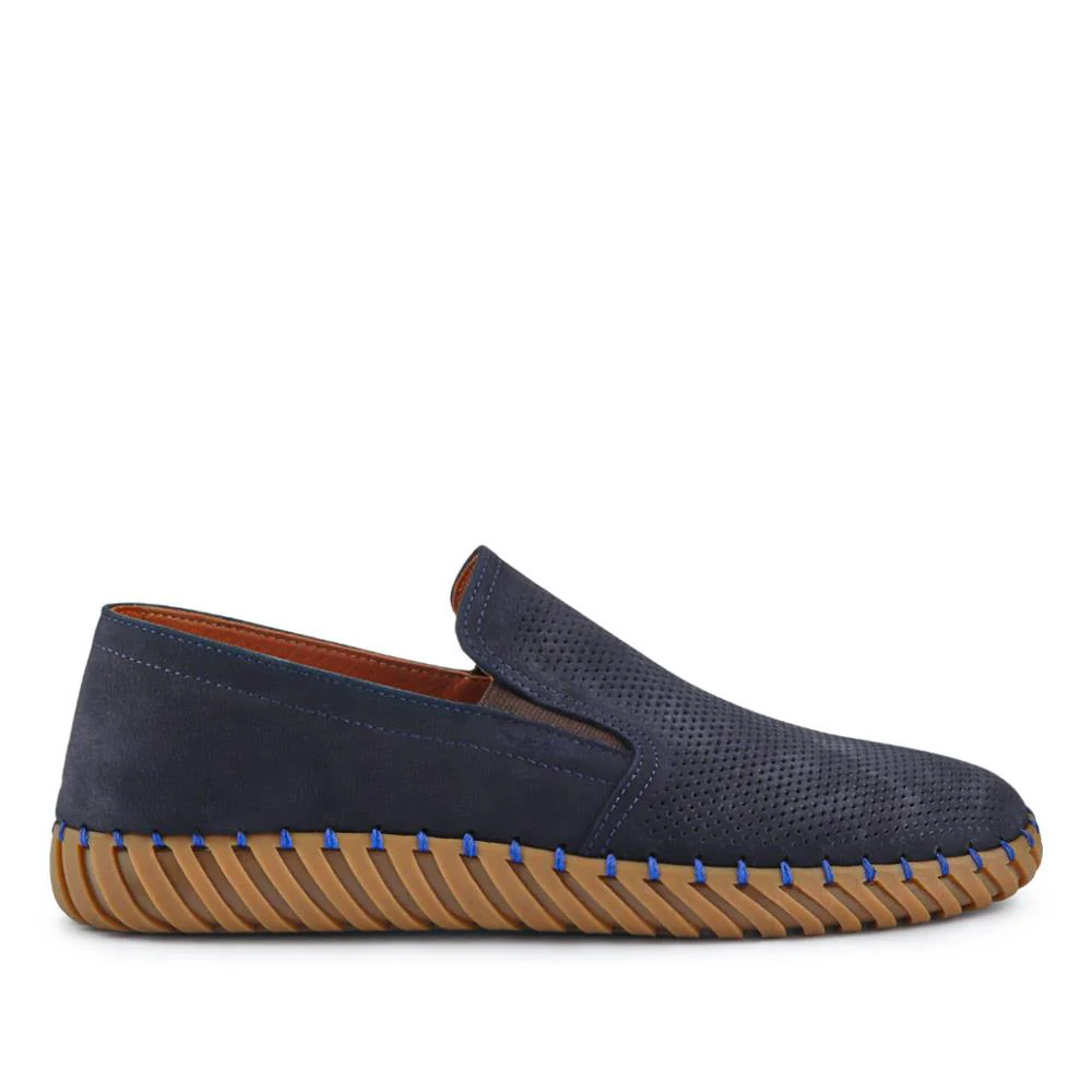 Men's Casual Leather Slip-On Shoes - OZIL41000 / 326 847 - Navy - Image 2