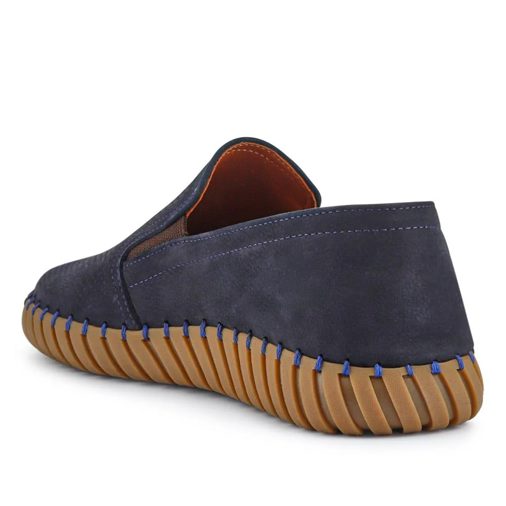 Men's Casual Leather Slip-On Shoes - OZIL41000 / 326 847 - Navy - Image 3