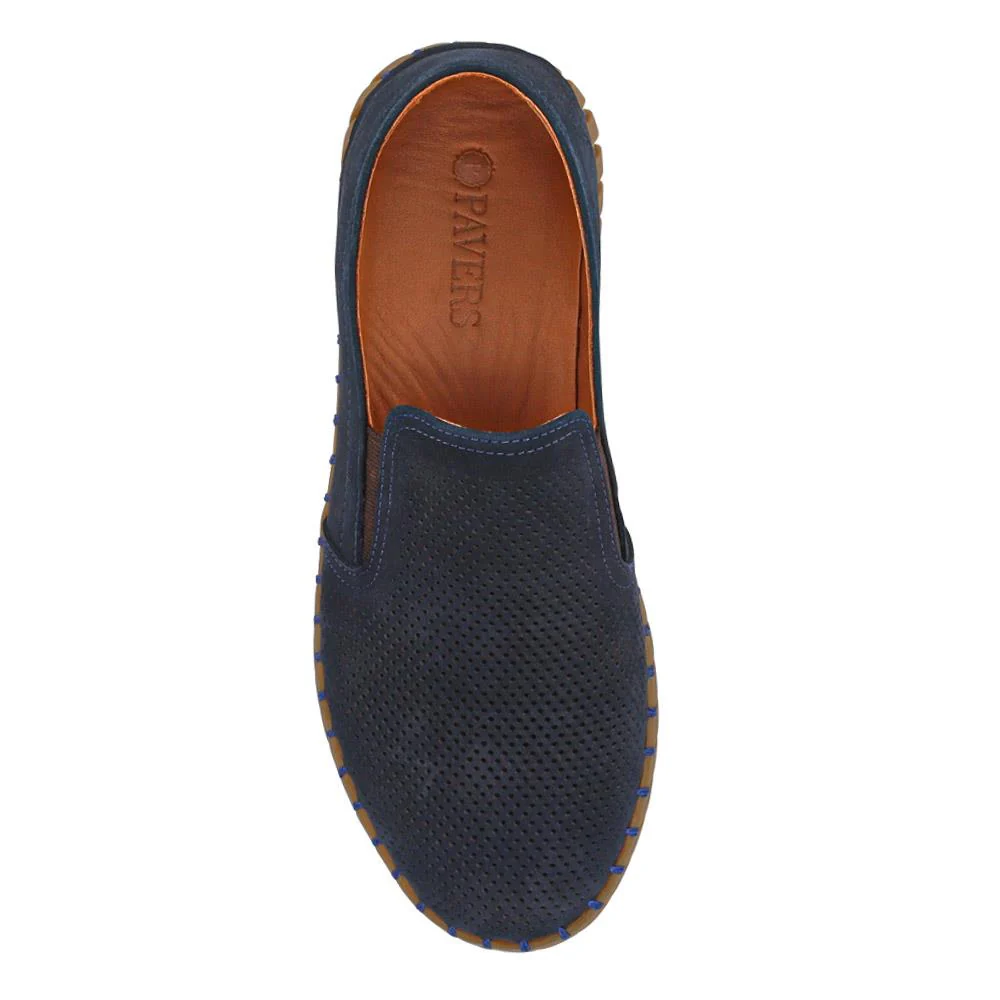 Men's Casual Leather Slip-On Shoes - OZIL41000 / 326 847 - Navy - Image 4