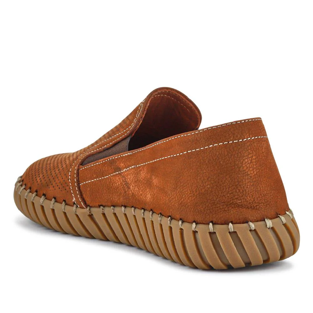 Men's Casual Leather Slip-On Shoes - OZIL41000 / 326 847 - Tan - Image 3