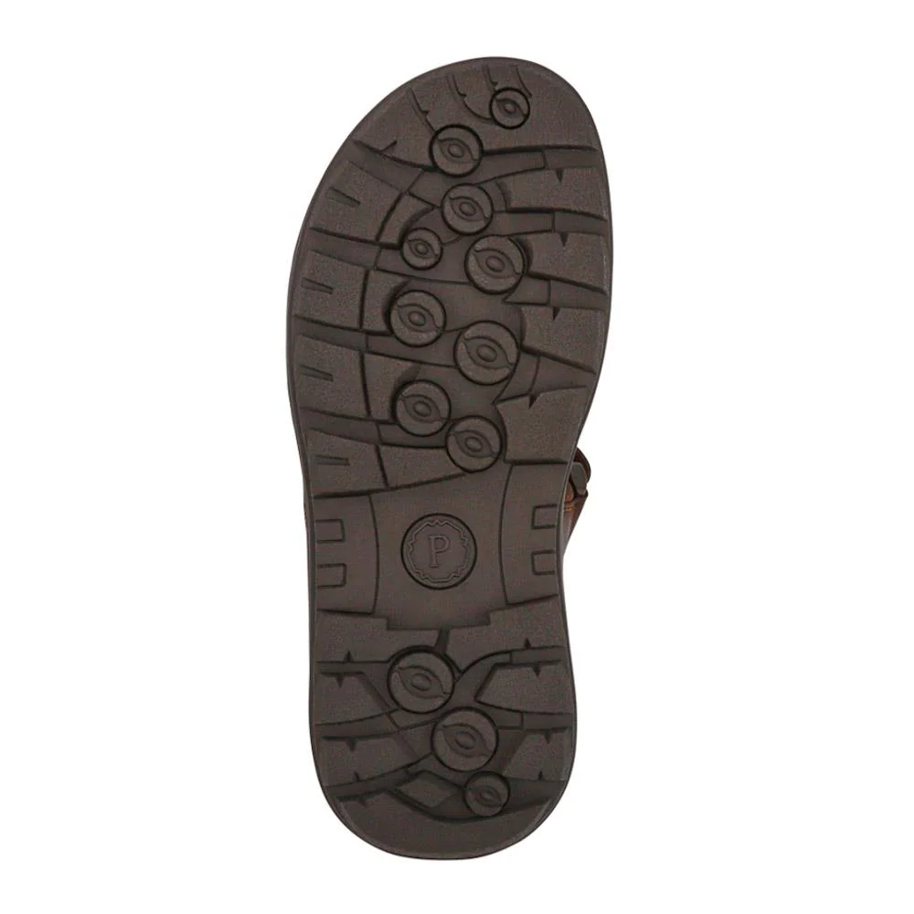 Men's Leather Adjustable Sandals - AATRA41002 / 326 946 - Brown - Image 7