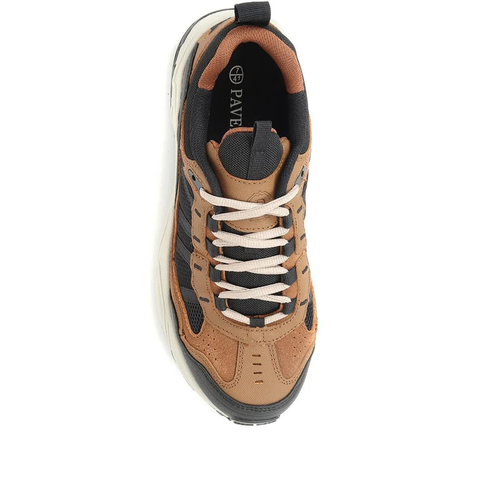 Men's Leather Lace-Up Walking Shoes - SUNT34021 / 321 289 - Brown - Image 4