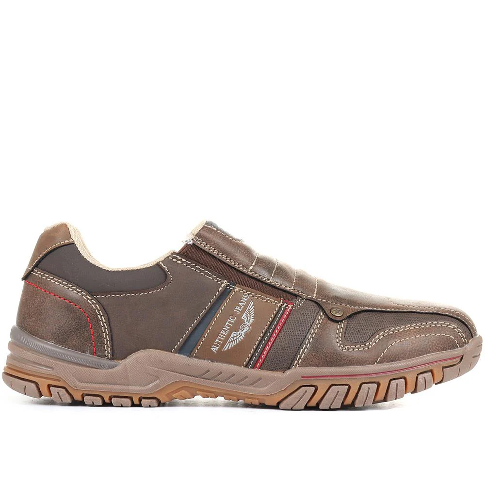 Men's Slip-On Trainers - VSHI32003 / 319 328 - Brown Multi - Image 2