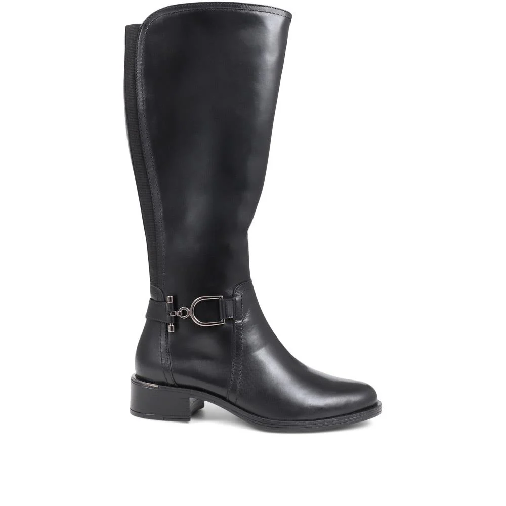 Metal-Detailed Long Boots - SAK38004 / 324 410 - Black - Image 2