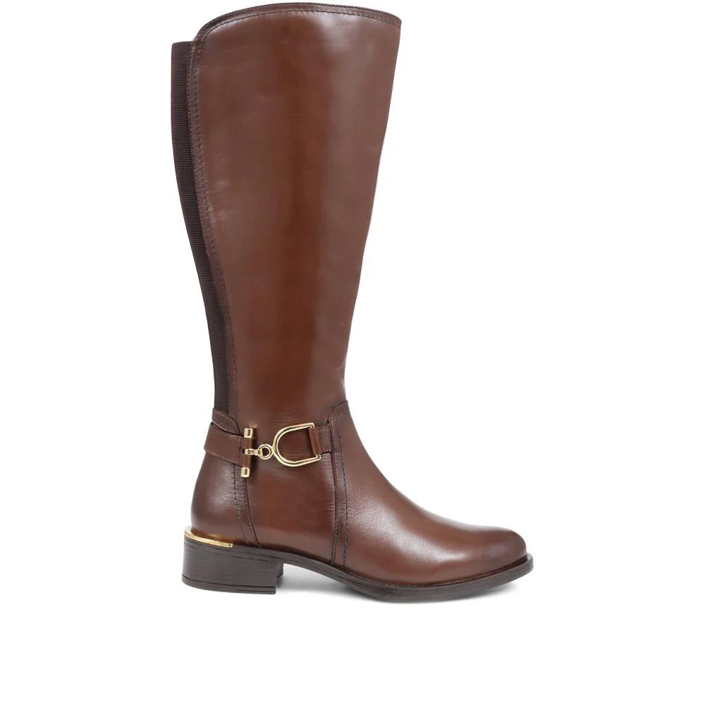 Metal-Detailed Long Boots - SAK38004 / 324 410 - Tan - Image 2