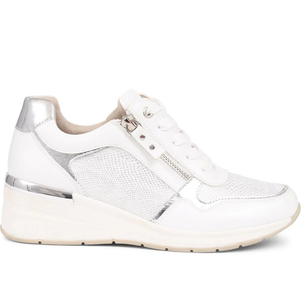 Metallic Accent Wedge Trainers - BELWOIL39019 / 325 106 - White - Image 3