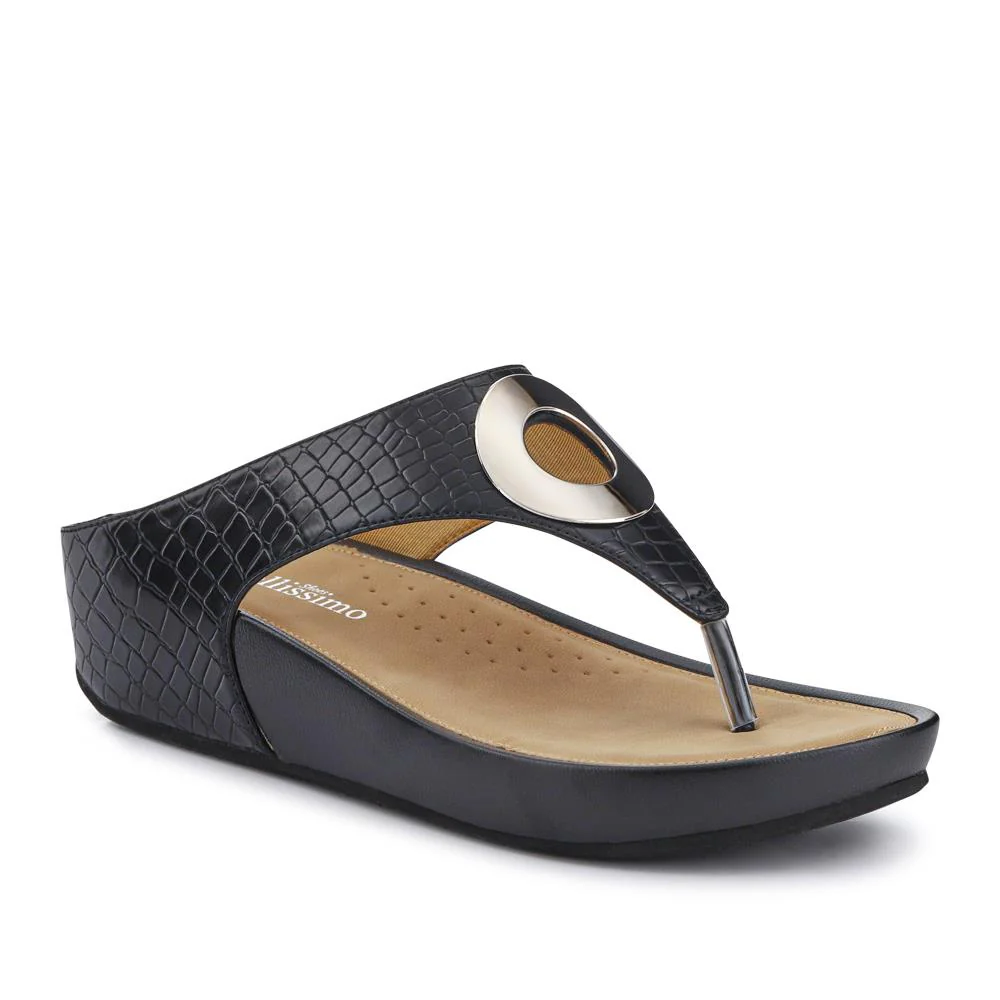 Metallic Toe Post Sandals - BELBAIZH29037 / 315 770 - Black Croc