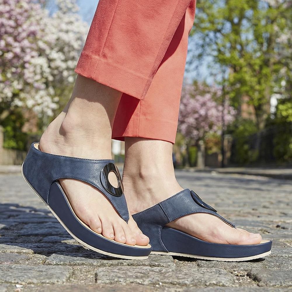 Metallic Toe Post Sandals - BELBAIZH29037 / 315 770 - Navy - Image 2