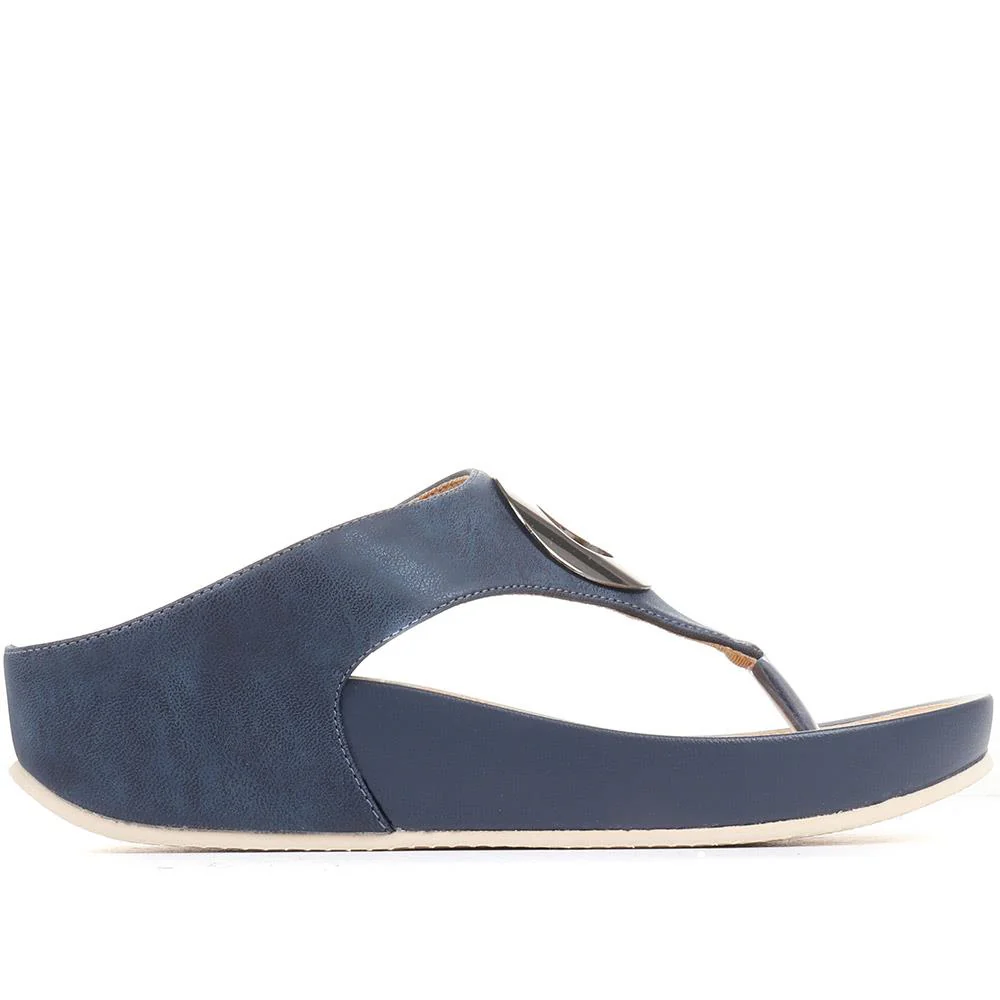 Metallic Toe Post Sandals - BELBAIZH29037 / 315 770 - Navy - Image 3