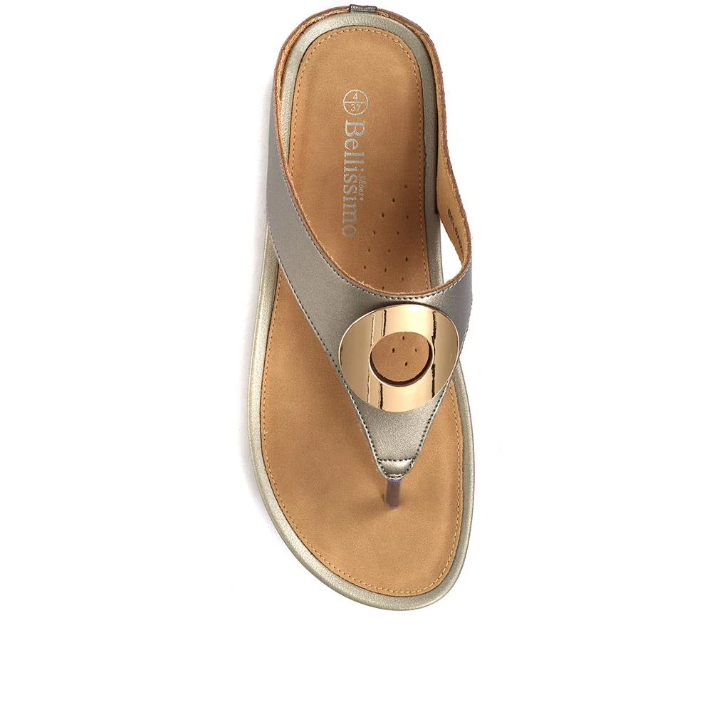 Metallic Toe Post Sandals - BELBAIZH29037 / 315 770 - Pewter - Image 5