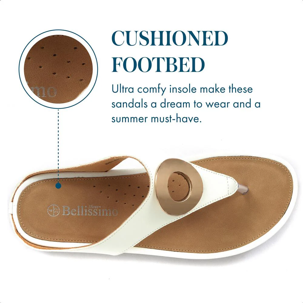 Metallic Toe Post Sandals - BELBAIZH29037 / 315 770 - White - Image 7