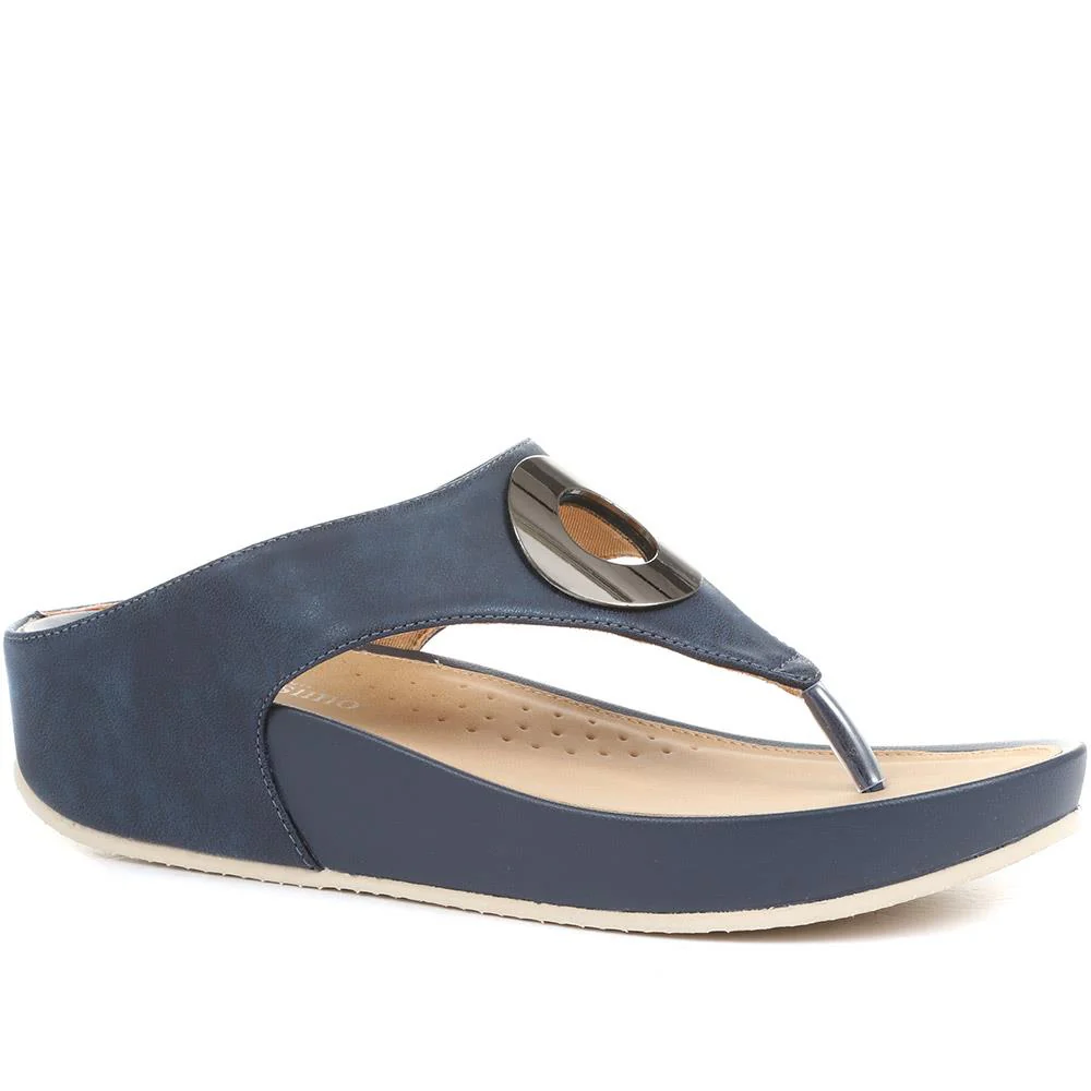 Metallic Toe Post Sandals - BELBAIZH29037 / 315 770 - Navy