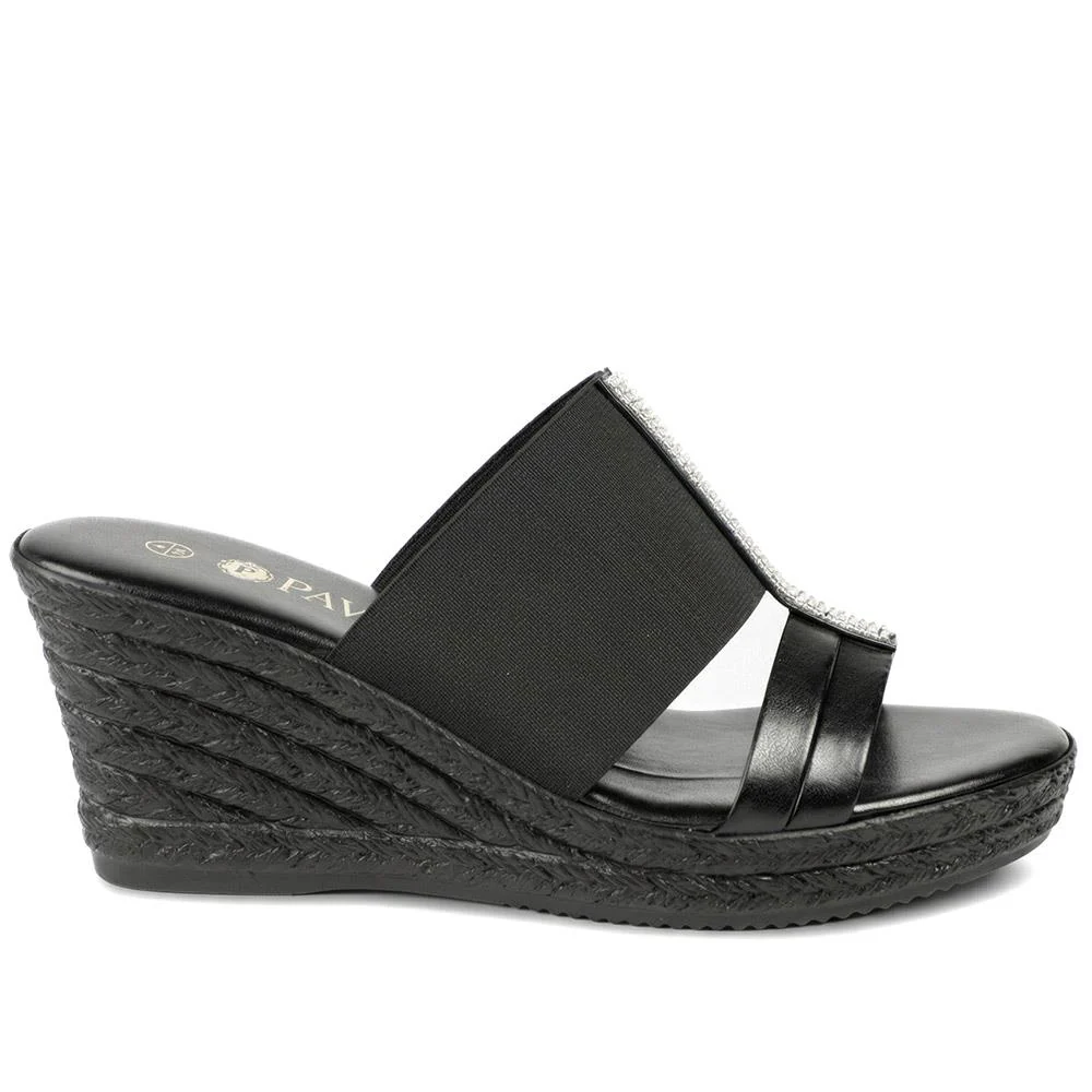 Metallic Wedge Espadrilles - CLUBS37003 / 323 836 - Black - Image 3