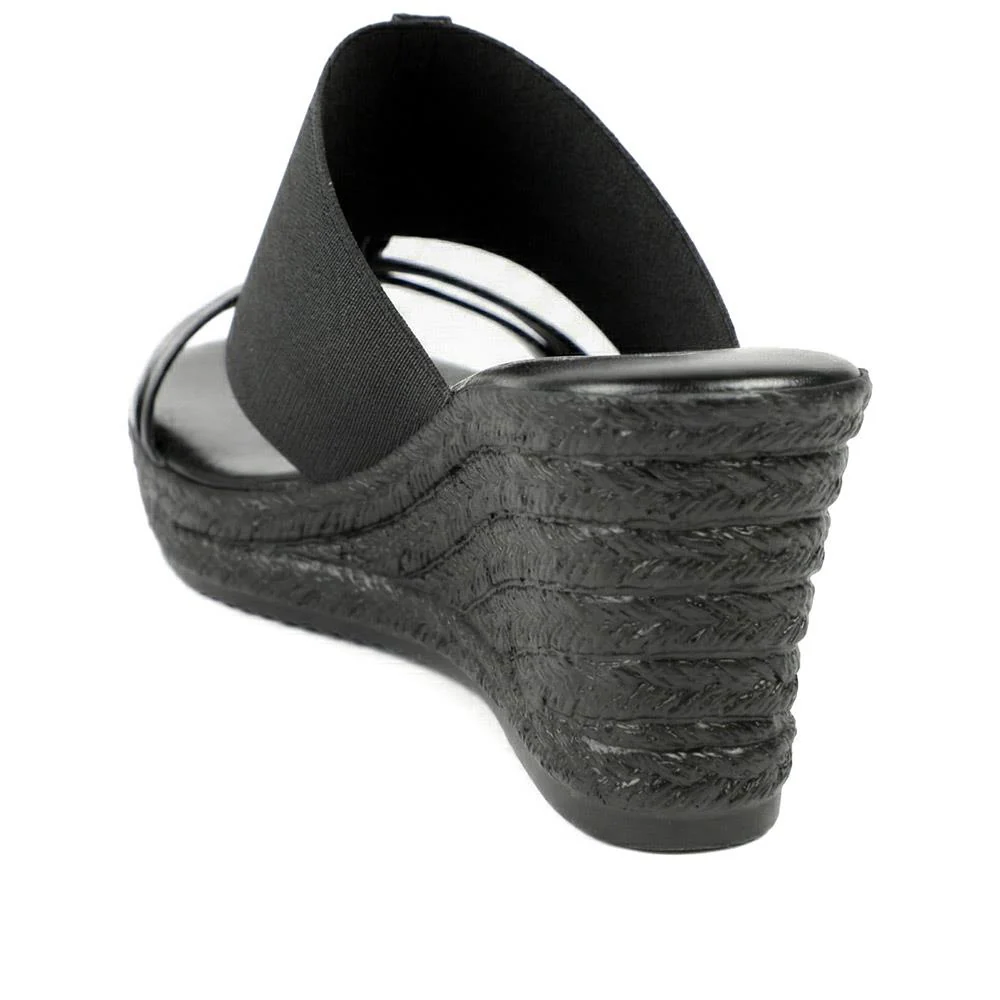Metallic Wedge Espadrilles - CLUBS37003 / 323 836 - Black - Image 4