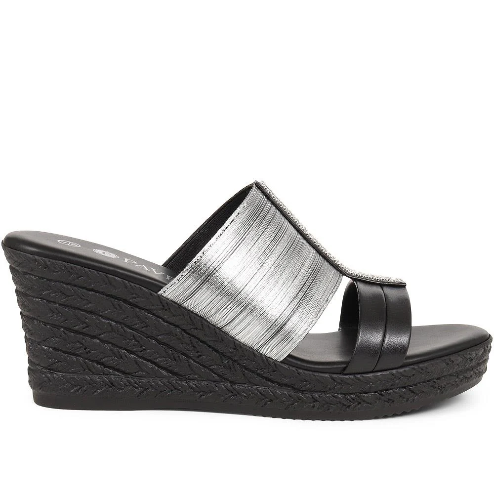 Metallic Wedge Espadrilles - CLUBS37003 / 323 836 - Pewter - Image 2