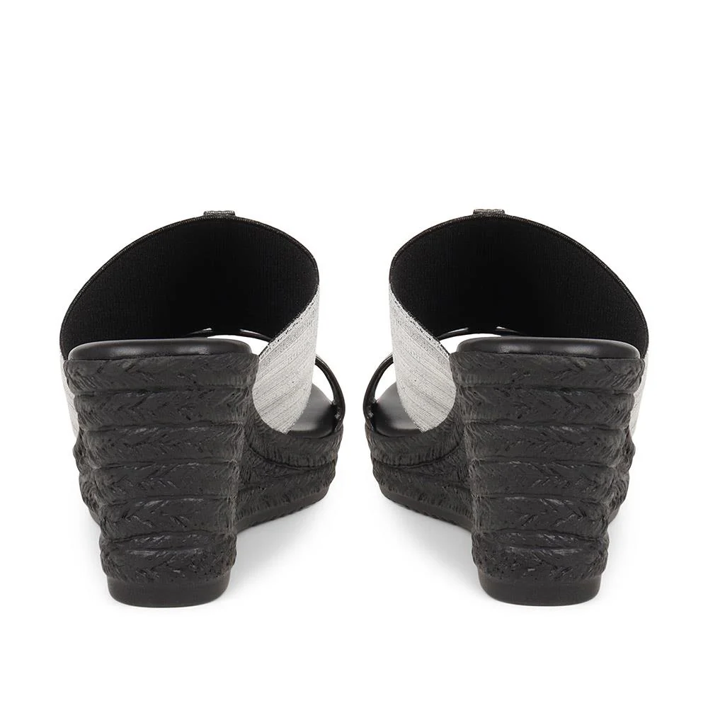 Metallic Wedge Espadrilles - CLUBS37003 / 323 836 - Pewter - Image 3