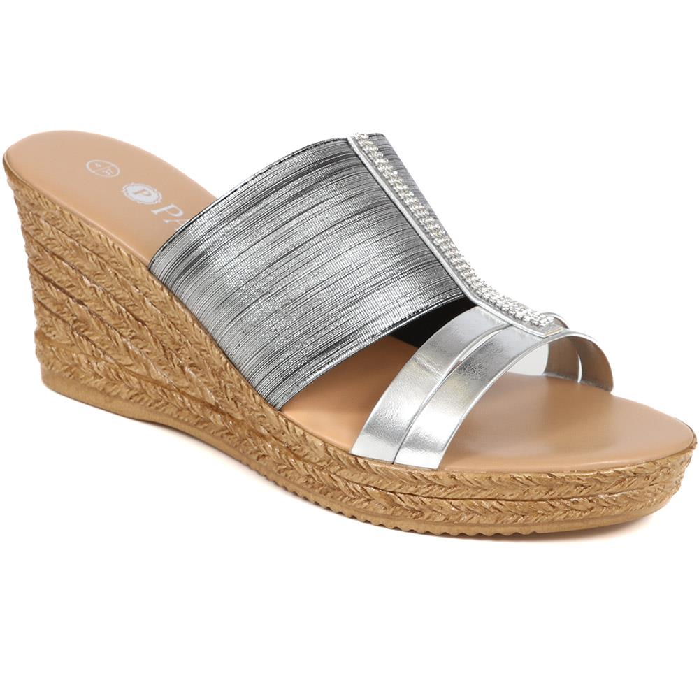 Metallic Wedge Espadrilles - CLUBS37003 / 323 836 - Image 2