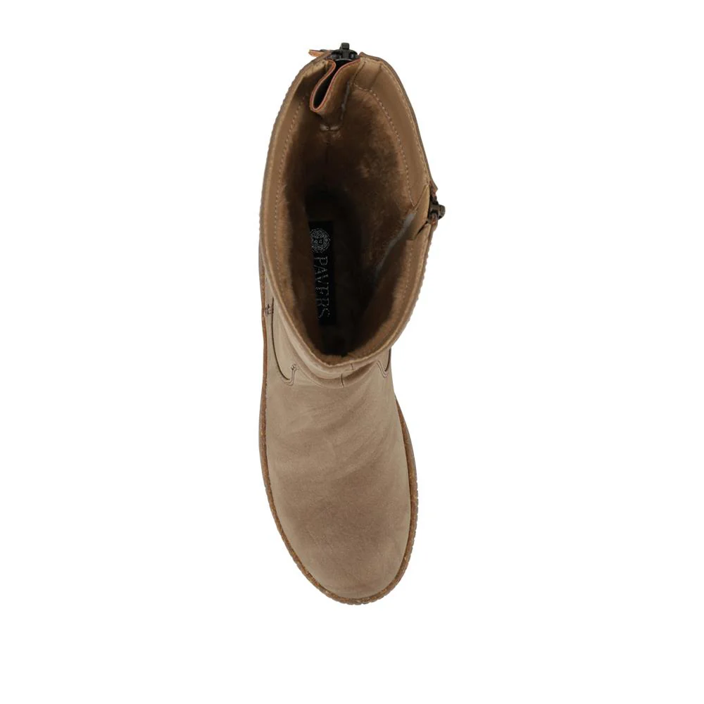Mid Calf Wedged Slouch Boots - WOIL42052 / 328 495 - Beige - Image 4