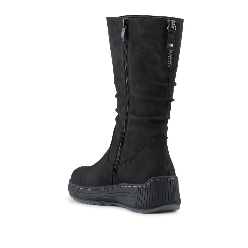 Mid Calf Wedged Slouch Boots - WOIL42052 / 328 495 - Black - Image 3