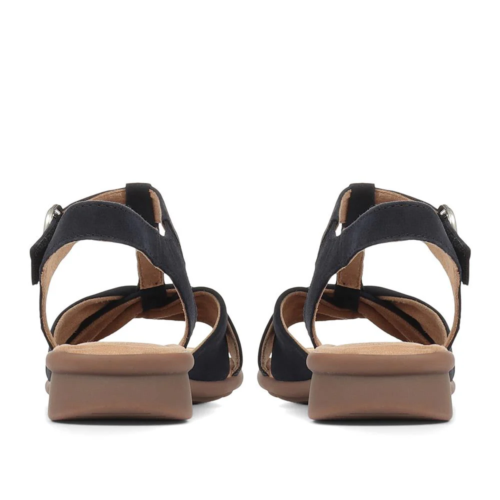 Millie Flat Leather Sandals - GAB35503 / 321 586 - Navy Suede - Image 3