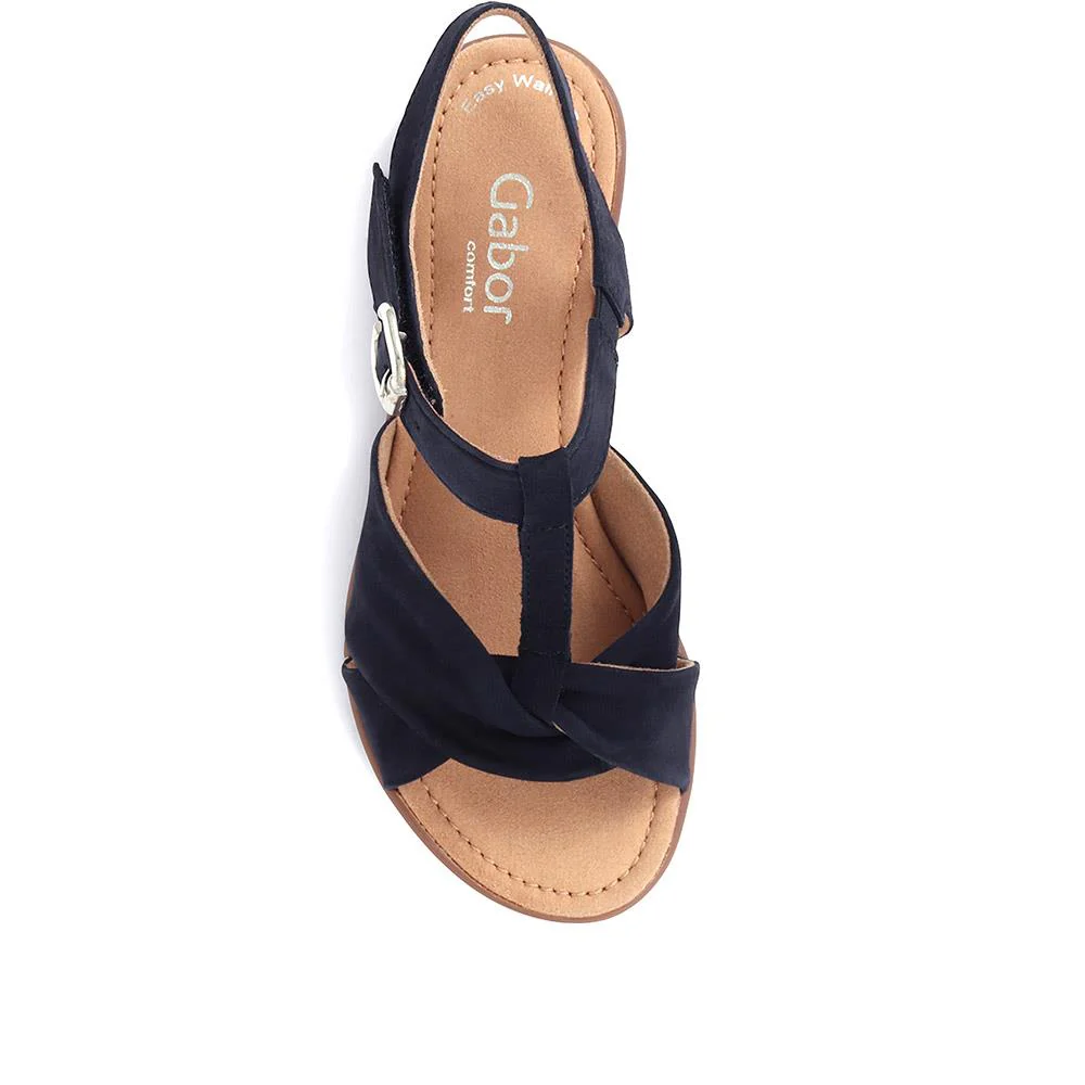 Millie Flat Leather Sandals - GAB35503 / 321 586 - Navy Suede - Image 4