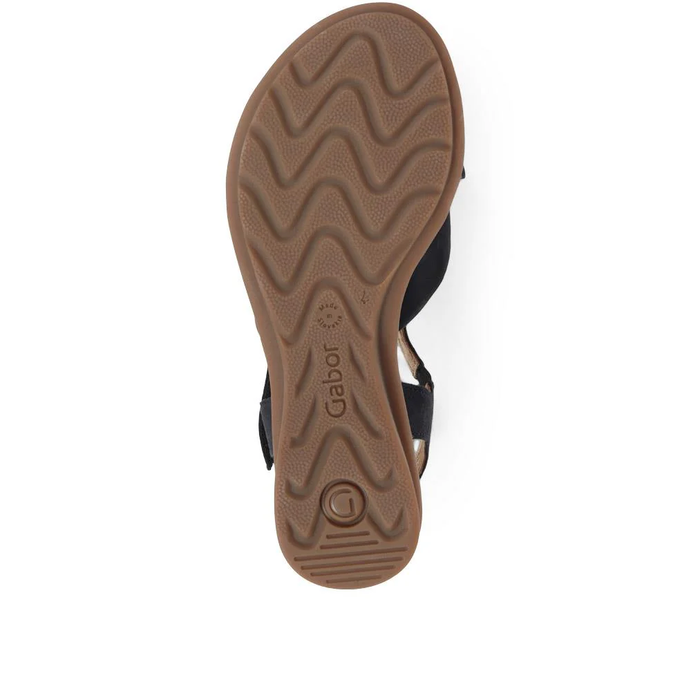 Millie Flat Leather Sandals - GAB35503 / 321 586 - Navy Suede - Image 5