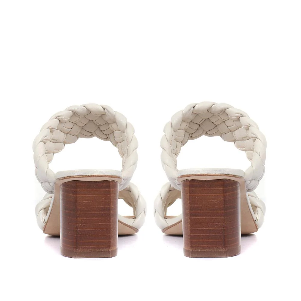 Monte Carlo Block Heeled Mules - MONTECARLO / 319 934 - Cream - Image 3