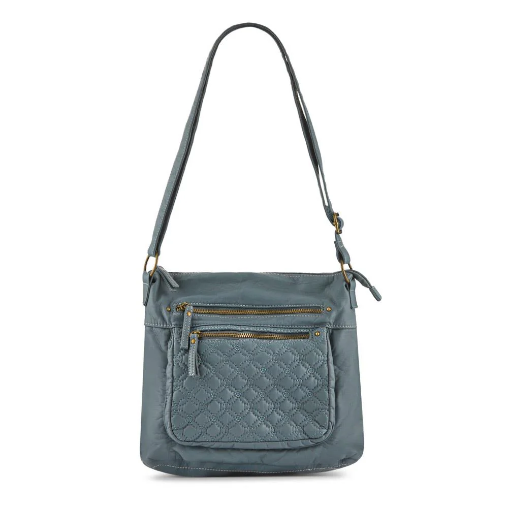 Multi-Zip Cross-Body Bag - WAHT41001 / 327 237 - Light Blue