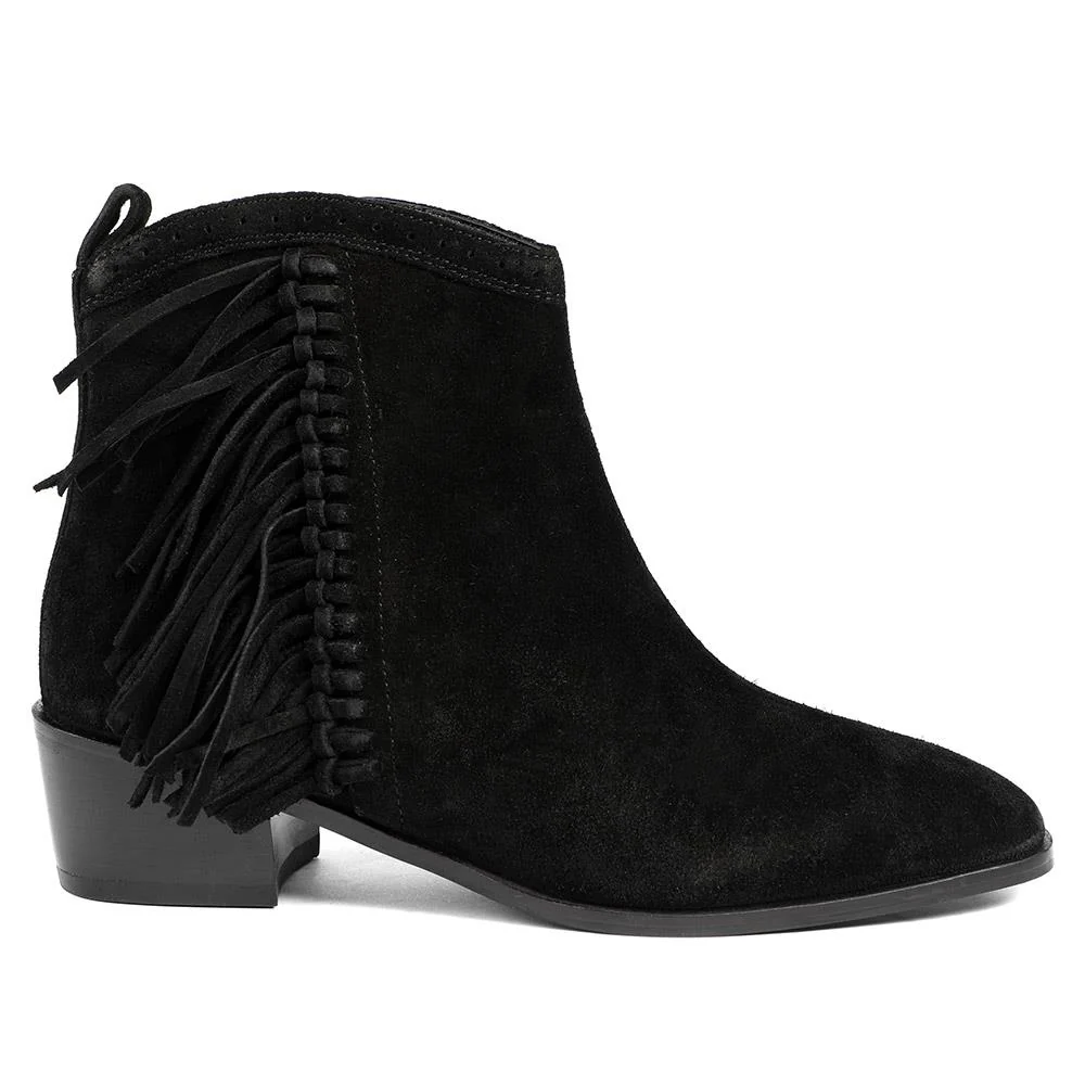 Naimh Tassel Leather Ankle Boots - NAIMH / 328 432 - Black Suede - Image 2