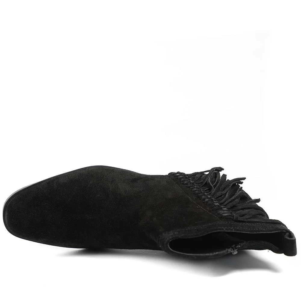 Naimh Tassel Leather Ankle Boots - NAIMH / 328 432 - Black Suede - Image 4