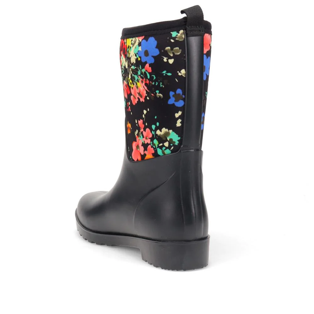 Neoprene Wellington Boots - FEI40005 / 326 396 - Black Floral - Image 3