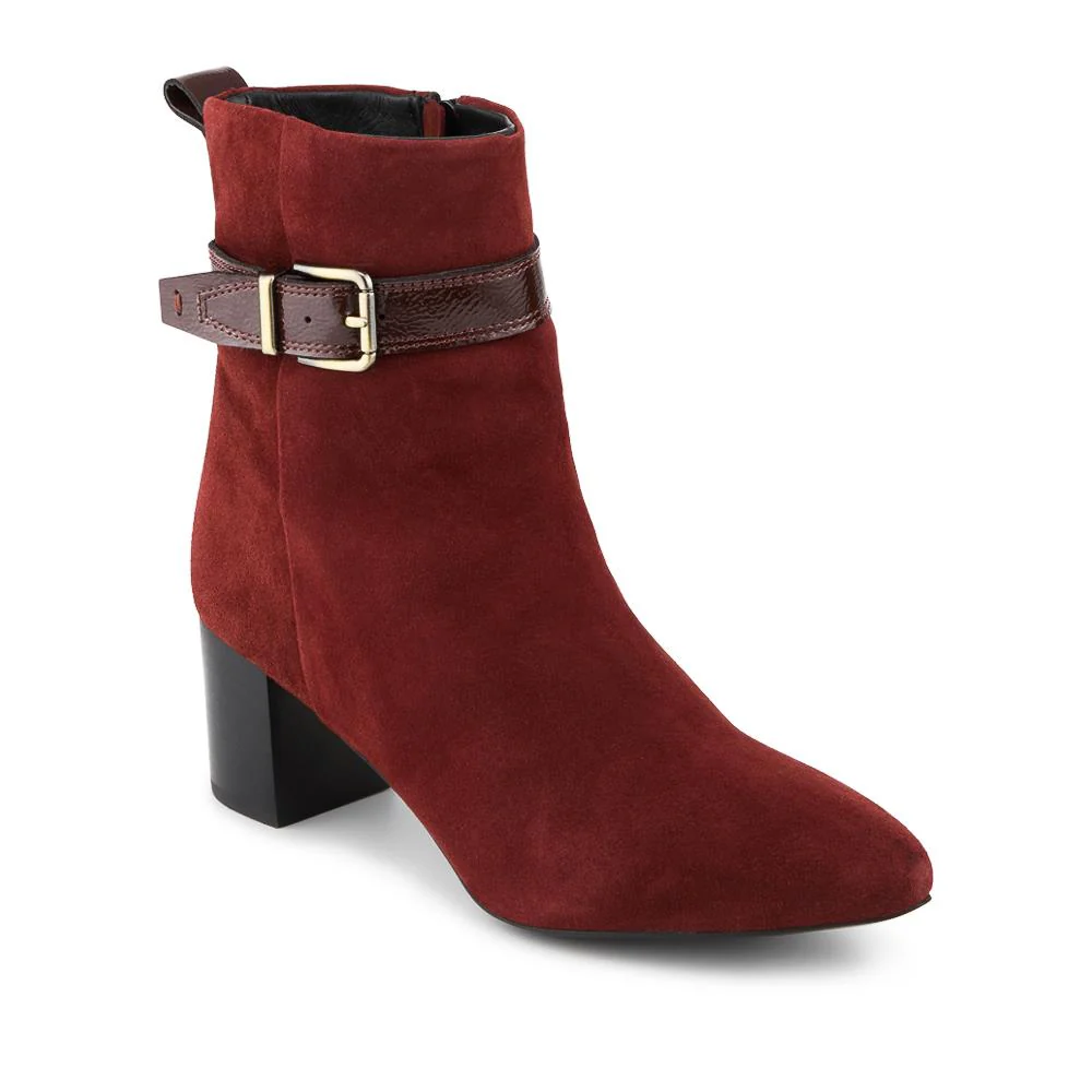 Nia Leather Buckle-Fasten Boots - NIA / 328 089 - Dark Red Suede