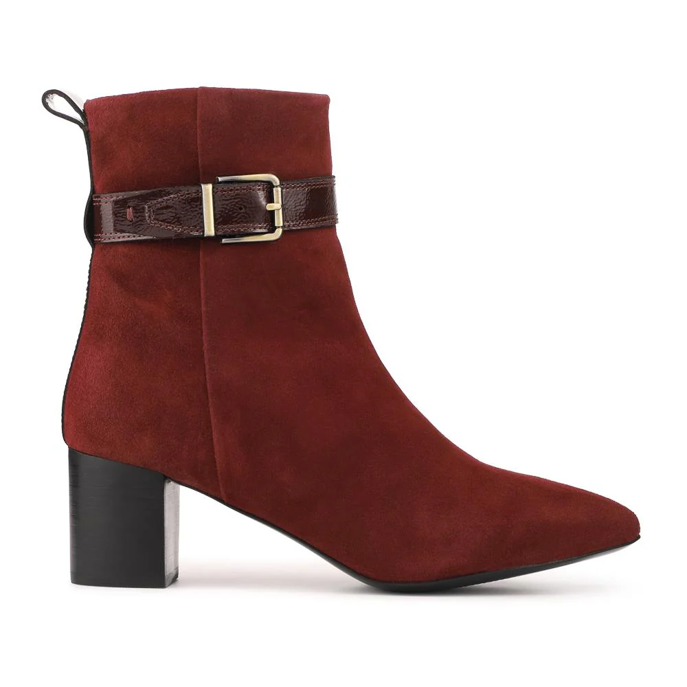 Nia Leather Buckle-Fasten Boots - NIA / 328 089 - Dark Red Suede - Image 2