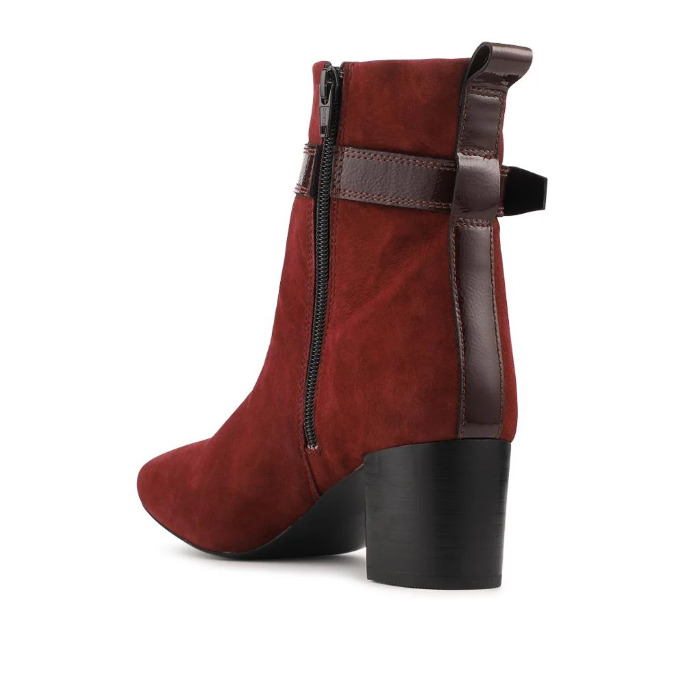 Nia Leather Buckle-Fasten Boots - NIA / 328 089 - Dark Red Suede - Image 3