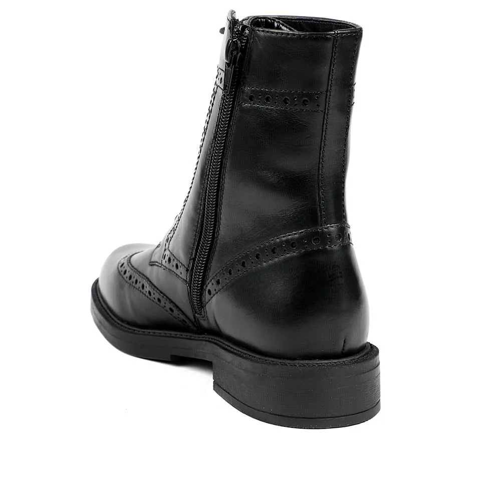 Noir Leather Brogue Lace Up Boots - NOIR / 328 611 - Black - Image 3