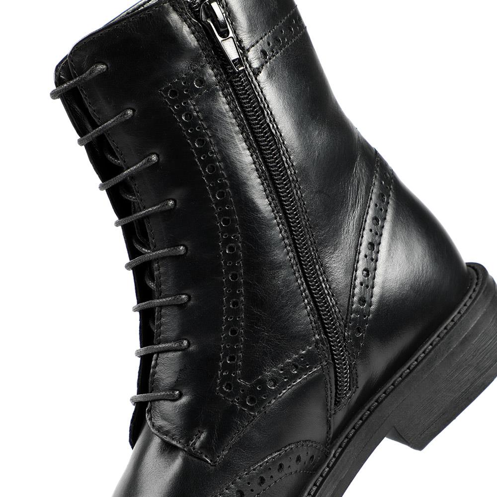 Noir Leather Brogue Lace Up Boots - NOIR / 328 611 - Black - Image 5