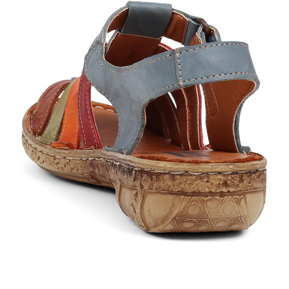 Open-Toe Leather Sandals - HAK39015 / 325 525 - Blue Multi - Image 3