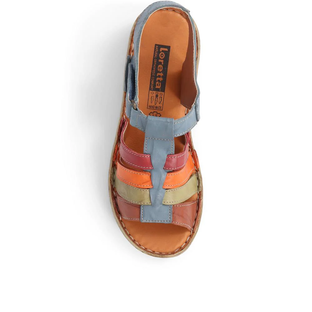 Open-Toe Leather Sandals - HAK39015 / 325 525 - Blue Multi - Image 5