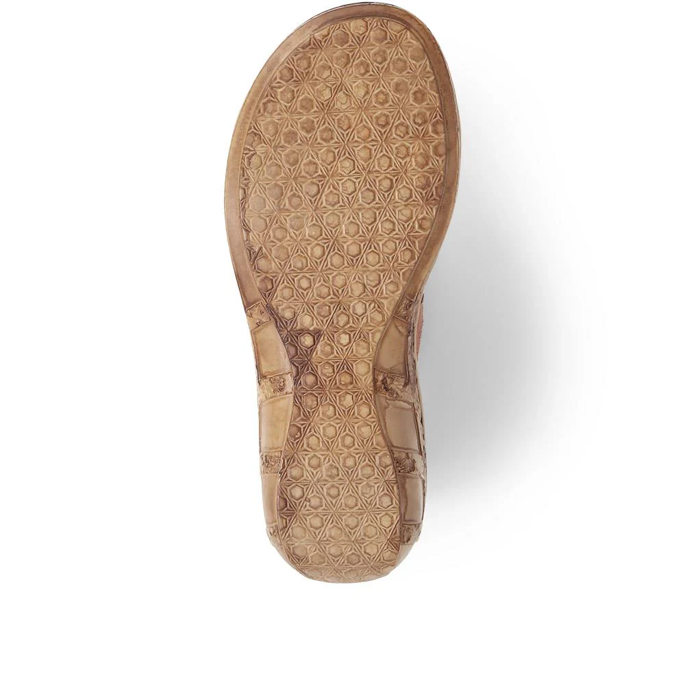Open-Toe Leather Sandals - HAK39015 / 325 525 - Tan Multi - Image 4