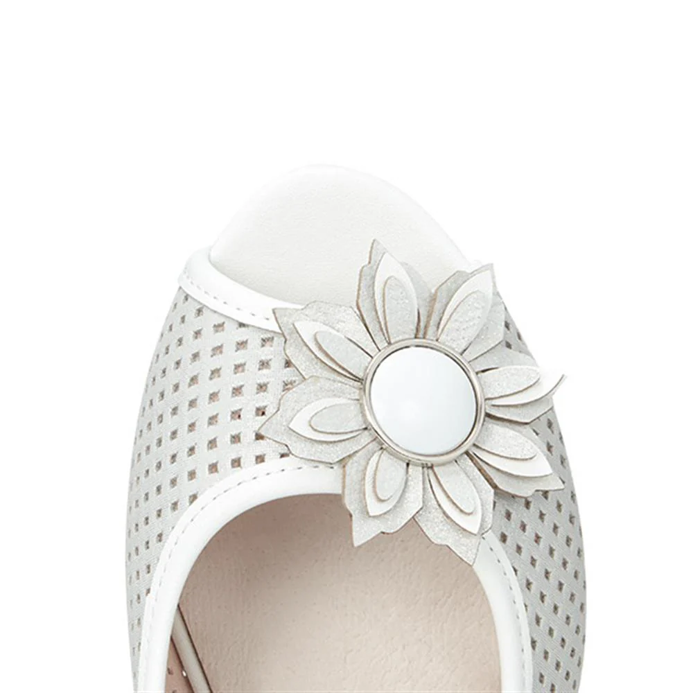 Open-Toed Pumps - SAND1900 / 135 753 - White-Silver - Image 4