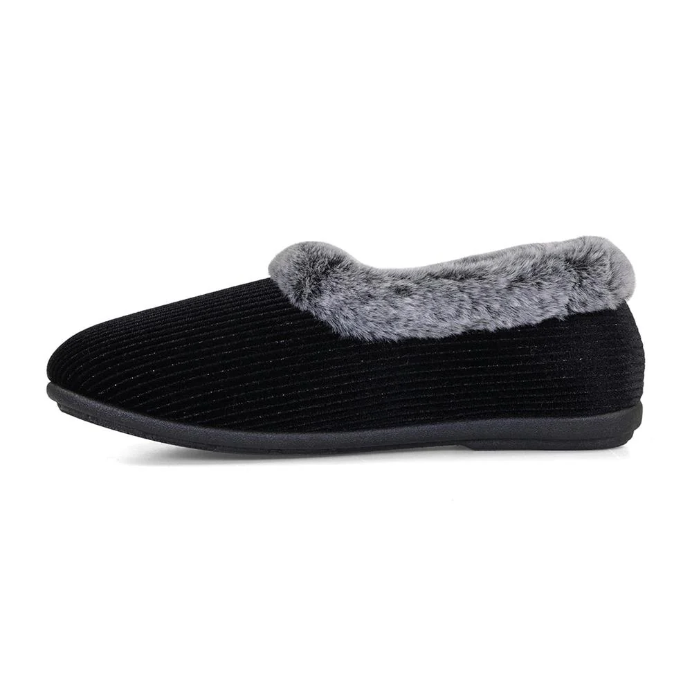 Padders Ladies Dual Fit Slippers 2E/3E - SHAE - Shae / null - BLACK SPARKLE CORD - Image 5