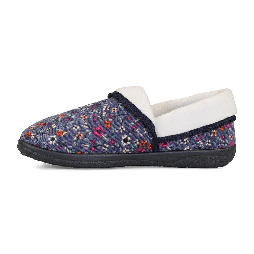 Padders Ladies Slippers 2E Fit DM Construction - MELLOW - Mellow / null - Denim Floral Cord - Image 5