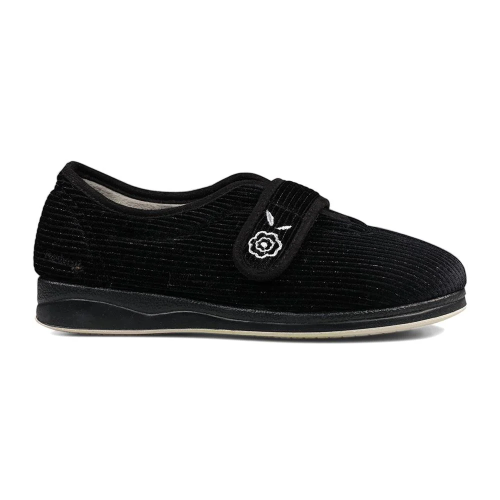 Padders Ladies Slippers 2E Fit Vulcanised - CAMILLA - Camilla / null - BLACK SPARKLE CORD - Image 3