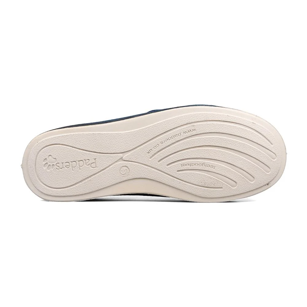 Padders Ladies Slippers 2E Fit Vulcanised - CAMILLA - Camilla / null - Denim Blue - Image 3