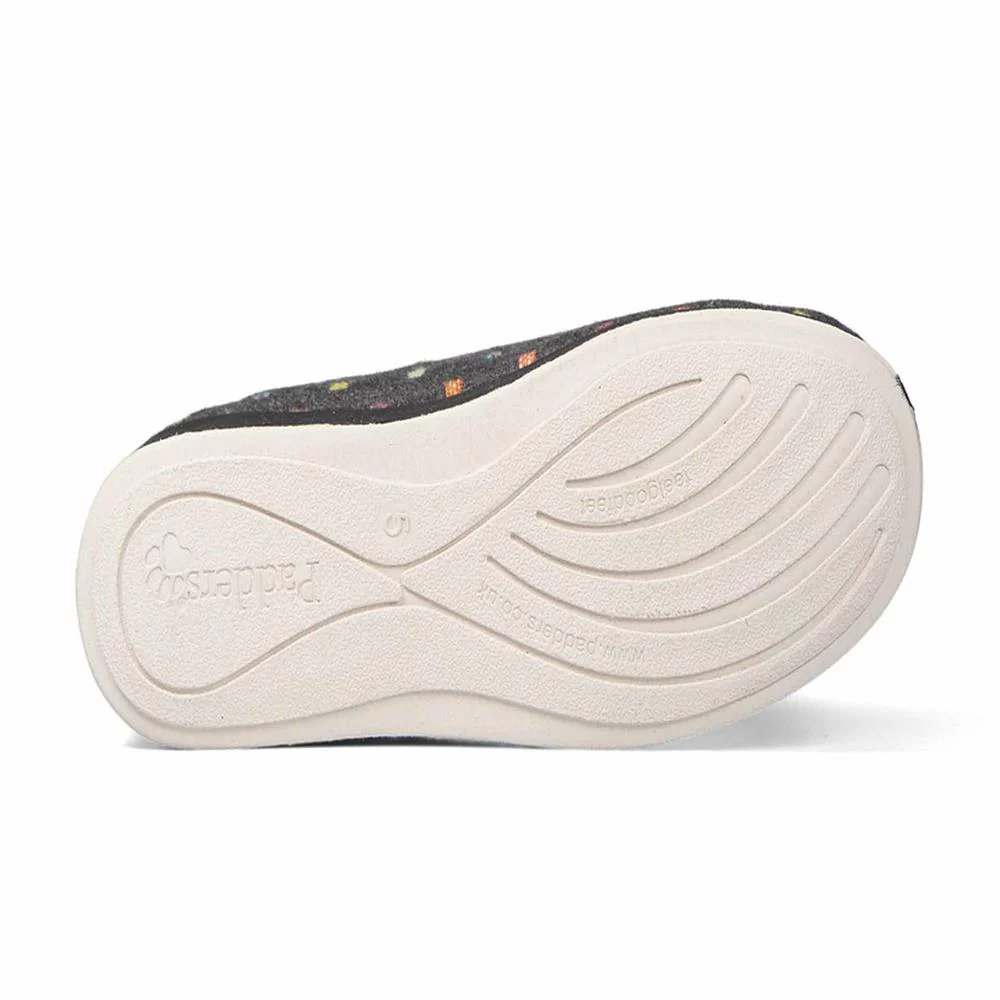 Padders Ladies Slippers 2E Fit Vulcanised - CAMILLA - Camilla / null - Navy Woven Spot - Image 3