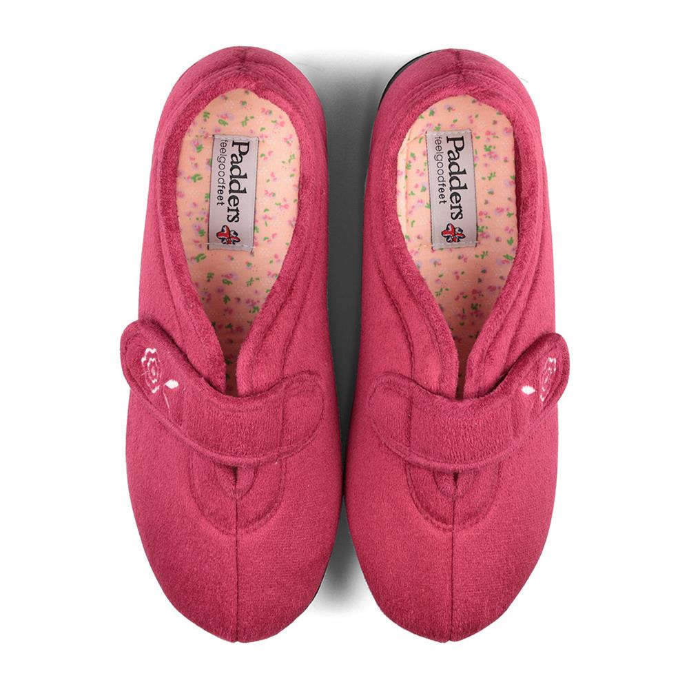 Padders Ladies Slippers 2E Fit Vulcanised - CAMILLA - Camilla / null - Rasp/Cerise - Image 6
